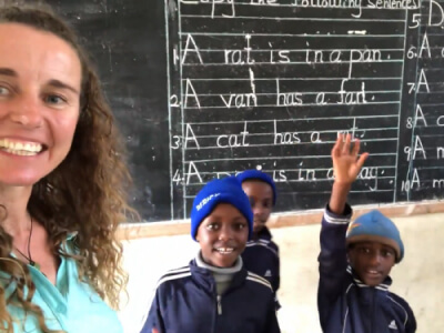 Michelle templeton at Ikirwa school classroom — Michelle Templeton Wild Ride to Health